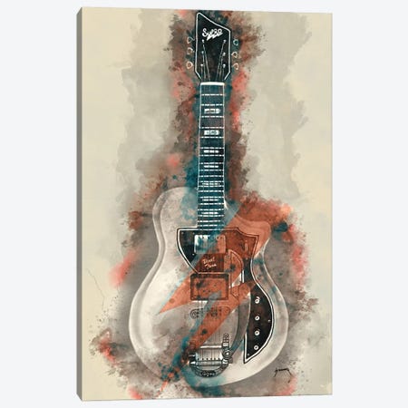David Bowie's Guitar Caricature II Canvas Print #PCP11} by Pop Cult Posters Canvas Wall Art