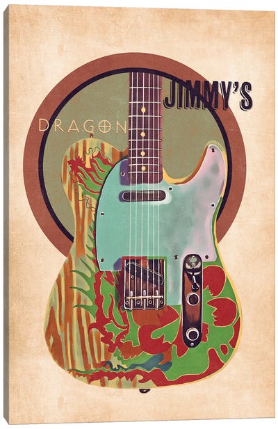 Jimmy Page's Guitar Retro Canvas Art Print - Pop Cult Posters