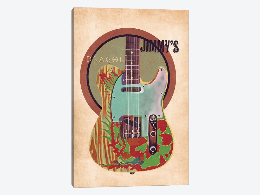 Jimmy Page's Guitar Retro by Pop Cult Posters 1-piece Canvas Artwork