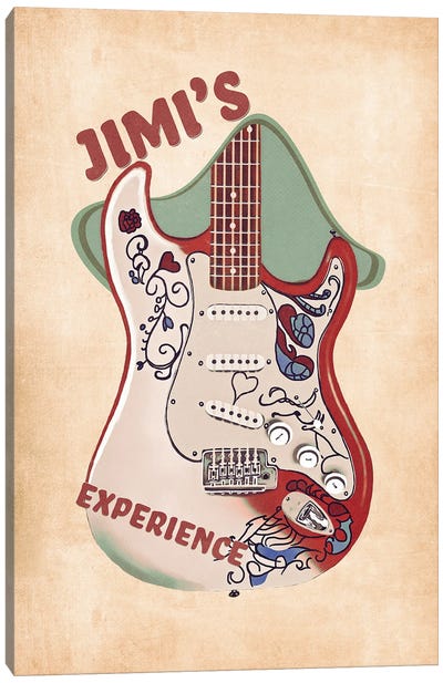Jimi's Guitar Retro Canvas Art Print - Pop Cult Posters