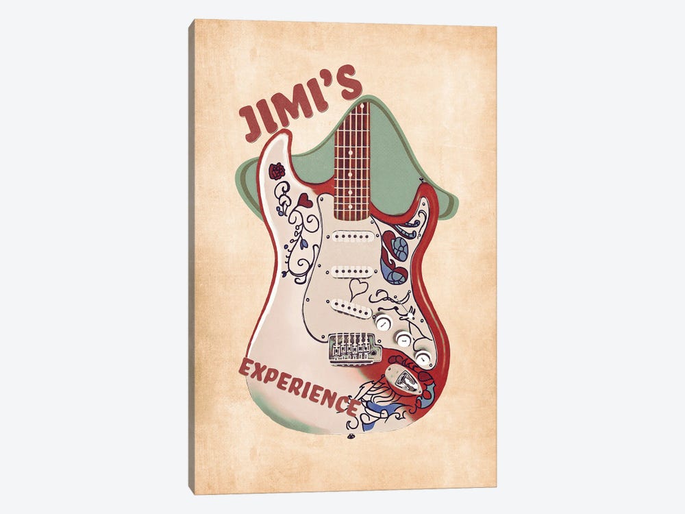 Jimi's Guitar Retro by Pop Cult Posters 1-piece Canvas Print