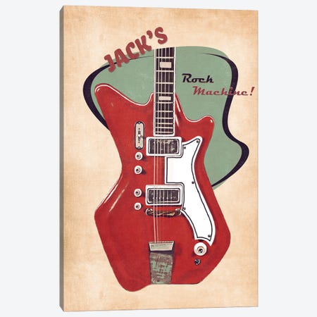 Jack White's Guitar Retro Canvas Print #PCP122} by Pop Cult Posters Canvas Wall Art