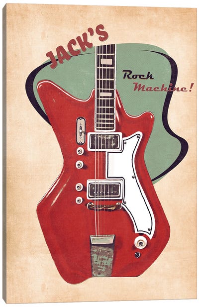 Jack White's Guitar Retro Canvas Art Print - The White Stripes