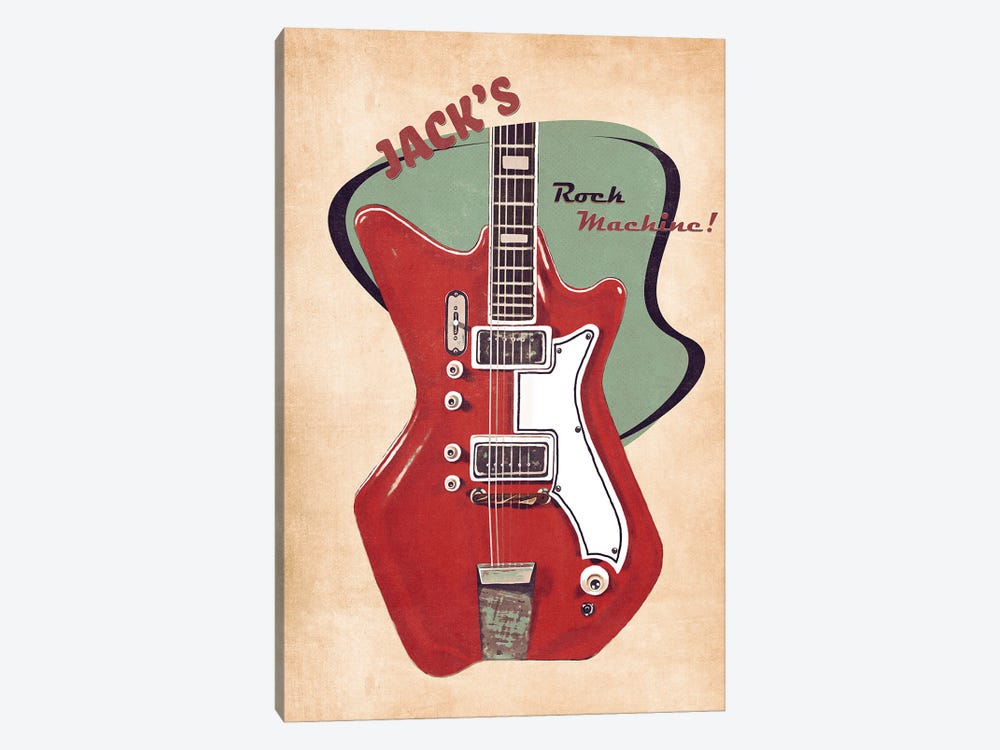 Jack White's Guitar Retro by Pop Cult Posters 1-piece Canvas Wall Art