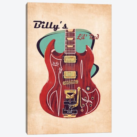 Billy Gibbons's Retro Guitar Canvas Print #PCP127} by Pop Cult Posters Canvas Art Print