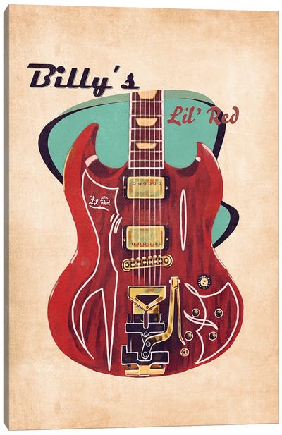 Billy Gibbons's Retro Guitar Canvas Art Print - ZZ Top