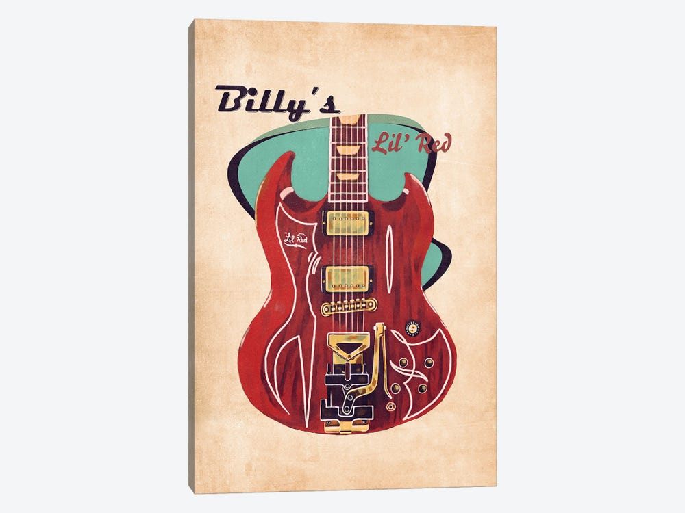 Billy Gibbons's Retro Guitar by Pop Cult Posters 1-piece Canvas Print