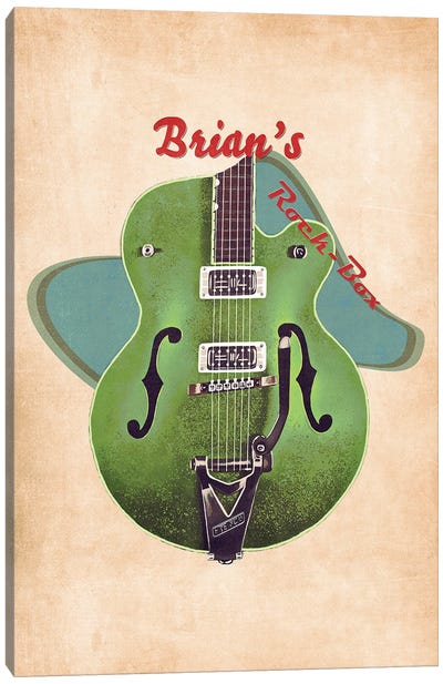 Brian Setzer's Retro Guitar Canvas Art Print - Blues Music Art