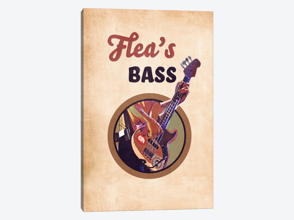 Flea's Bass Guitar Retro by Pop Cult Posters 1-piece Canvas Artwork