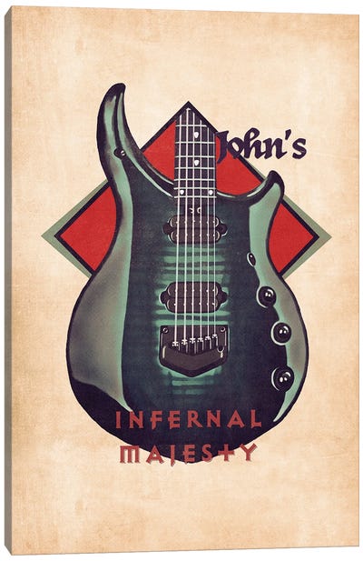 John Petrucci's Guitar Retro Canvas Art Print - Blues Music Art