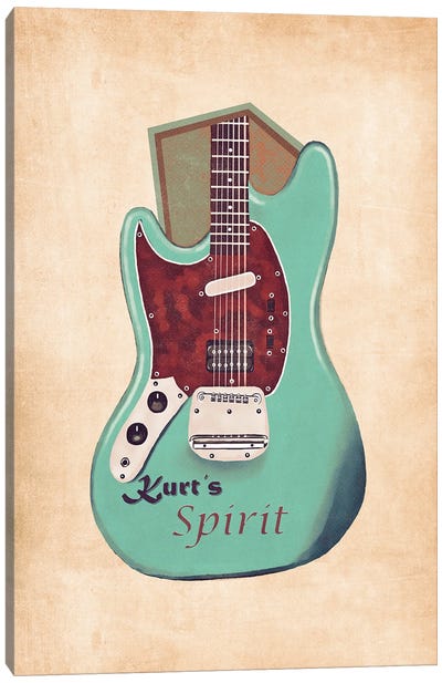 Kurt Cobain Guitar Retro Canvas Art Print - Music Lover