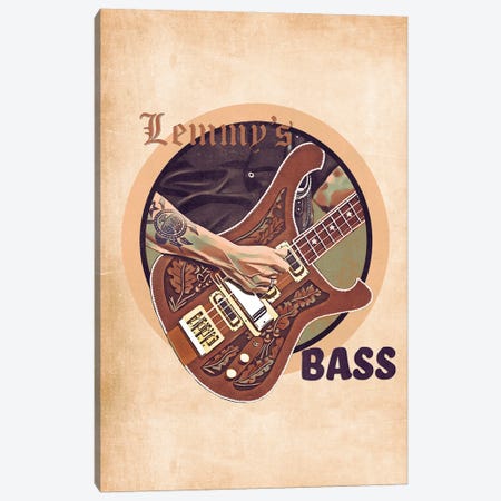 Lemmy's Bass Guitar Retro Canvas Print #PCP139} by Pop Cult Posters Canvas Art Print
