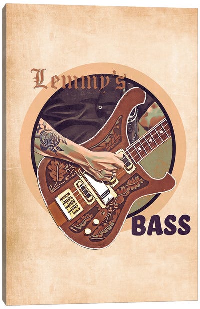 Lemmy's Bass Guitar Retro Canvas Art Print - Lemmy Kilmister