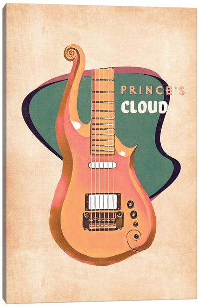 Prince's Guitar Retro Canvas Art Print - Blues Music Art