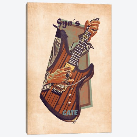 Synyster Gates's Retro Guitar Canvas Print #PCP141} by Pop Cult Posters Canvas Wall Art