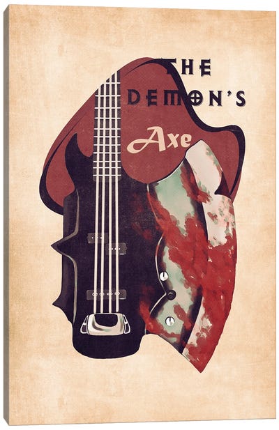The Demon's Bass Guitar Retro Canvas Art Print - Kiss