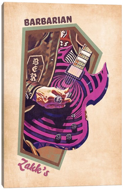 Zakk Wylde's Guitar Retro Canvas Art Print - Heavy Metal Art