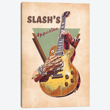 Slash Electric Guitar Retro Canvas Print #PCP144} by Pop Cult Posters Canvas Art Print