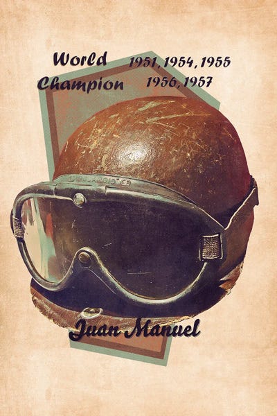 Juan Manuel Fangio's Helmet Retro by Pop Cult Posters art print
