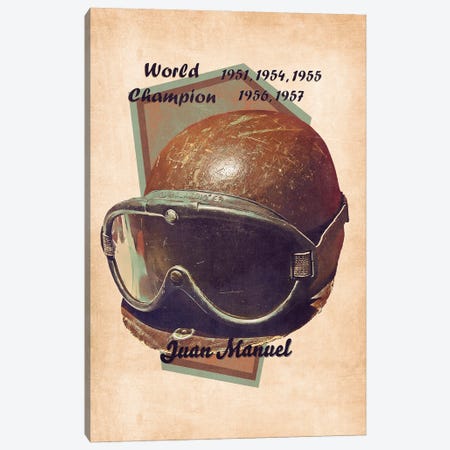 Juan Manuel Fangio's Helmet Retro Canvas Print #PCP147} by Pop Cult Posters Canvas Print