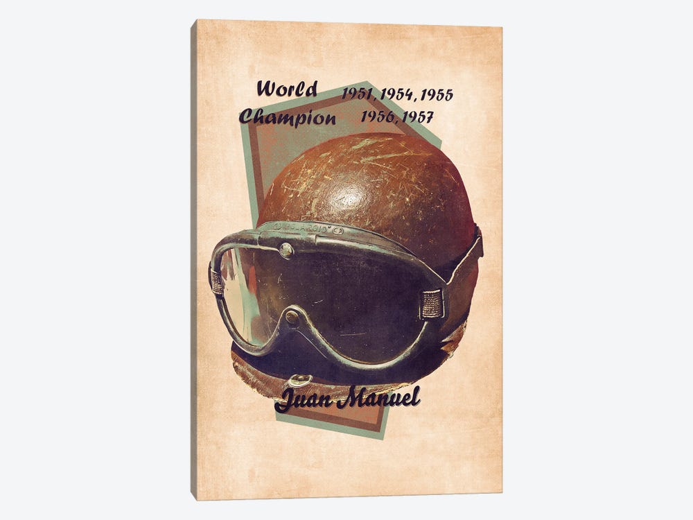 Juan Manuel Fangio's Helmet Retro by Pop Cult Posters 1-piece Canvas Print