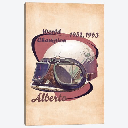 Alberto Ascari's Helmet Retro Canvas Print #PCP148} by Pop Cult Posters Canvas Artwork