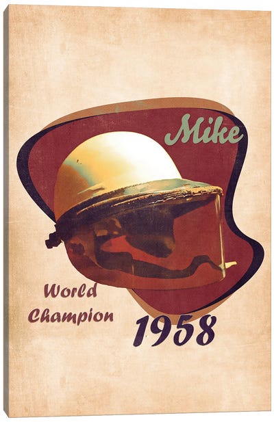 Mike Hawthorn's Helmet Retro Canvas Art Print - Auto Racing Art