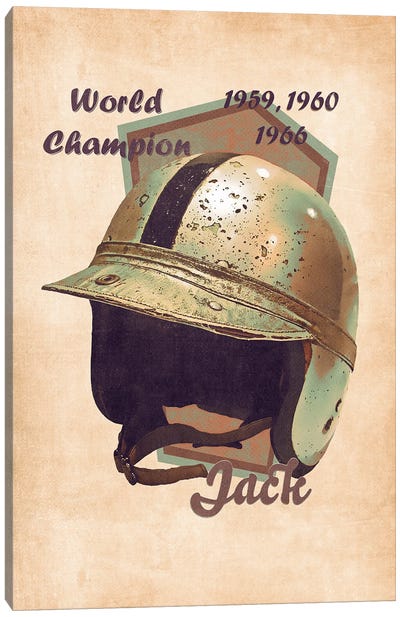 Jack Brabham's Helmet Retro Canvas Art Print - Auto Racing Art