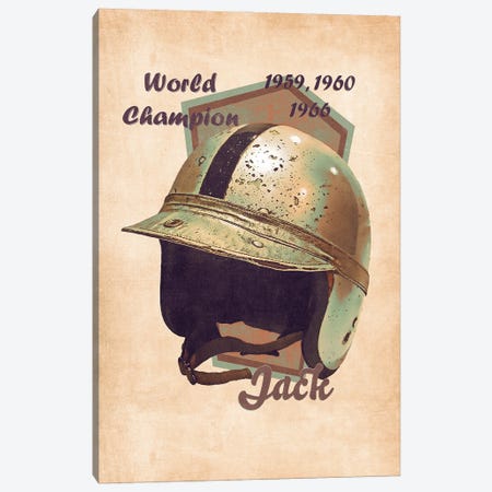 Jack Brabham's Helmet Retro Canvas Print #PCP150} by Pop Cult Posters Art Print