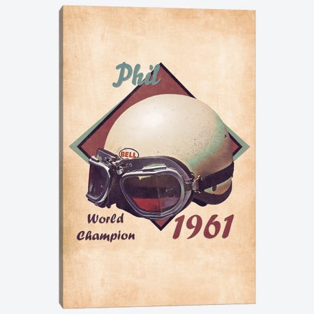Phil Hill's Helmet Retro Canvas Print #PCP151} by Pop Cult Posters Art Print
