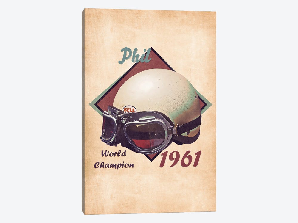 Phil Hill's Helmet Retro by Pop Cult Posters 1-piece Canvas Art