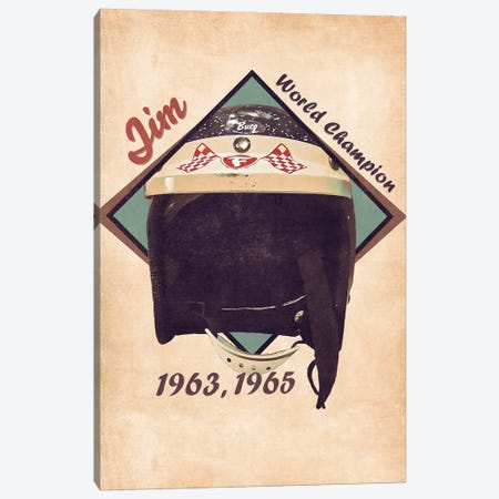Jim Clark's Helmet Retro Canvas Print #PCP153} by Pop Cult Posters Canvas Art Print
