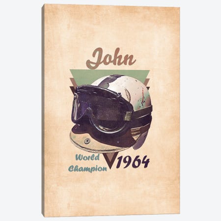 John Surtees's Helmet Retro Canvas Print #PCP154} by Pop Cult Posters Canvas Art