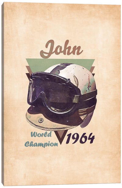 John Surtees's Helmet Retro Canvas Art Print - Auto Racing Art