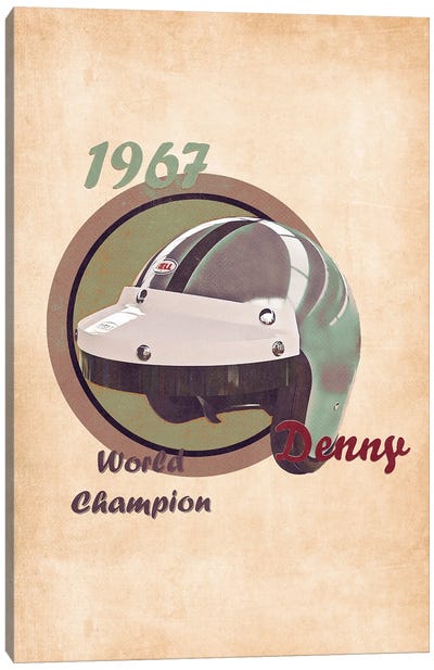 Denny Hulme's Helmet Retro Canvas Art Print - Auto Racing Art