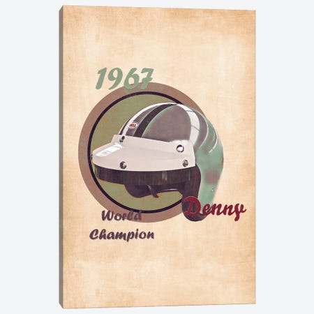 Denny Hulme's Helmet Retro Canvas Print #PCP155} by Pop Cult Posters Canvas Art