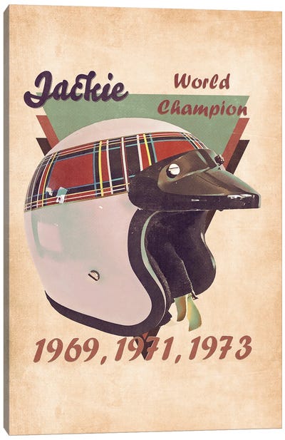 Jackie Stewart's Helmet Retro Canvas Art Print - Auto Racing Art