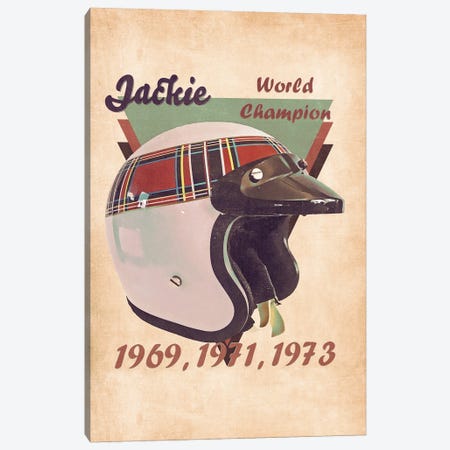Jackie Stewart's Helmet Retro Canvas Print #PCP156} by Pop Cult Posters Canvas Art