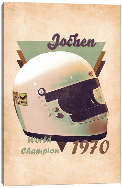 Jochen Rindt's Helmet Retro Canvas Art Print - Auto Racing Art