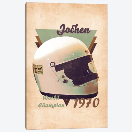 Jochen Rindt's Helmet Retro Canvas Print #PCP157} by Pop Cult Posters Canvas Art