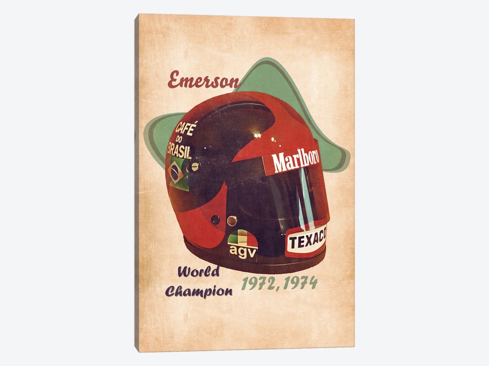 Emerson Fittipaldi's Helmet Retro by Pop Cult Posters 1-piece Canvas Art Print