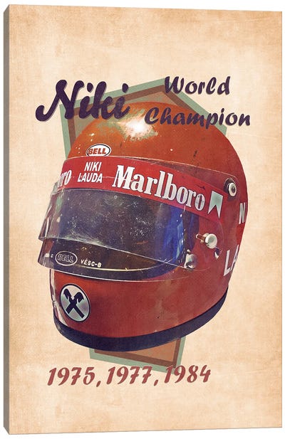 Niki Lauda's Helmet Retro Canvas Art Print - Pop Cult Posters
