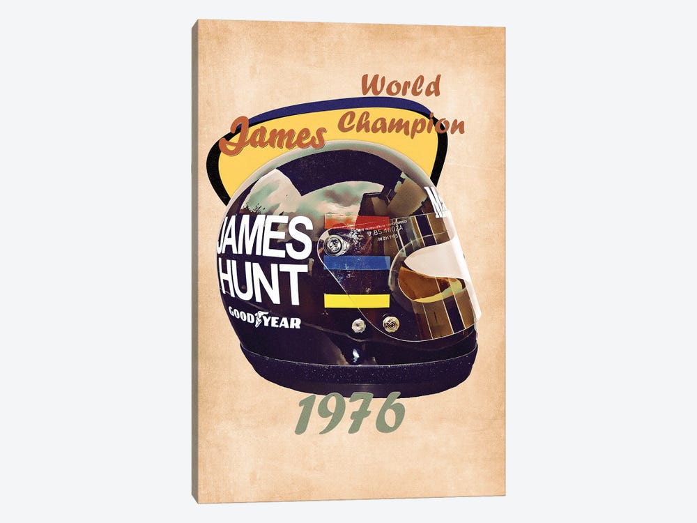 James Hunt's Helmet Retro by Pop Cult Posters 1-piece Canvas Wall Art