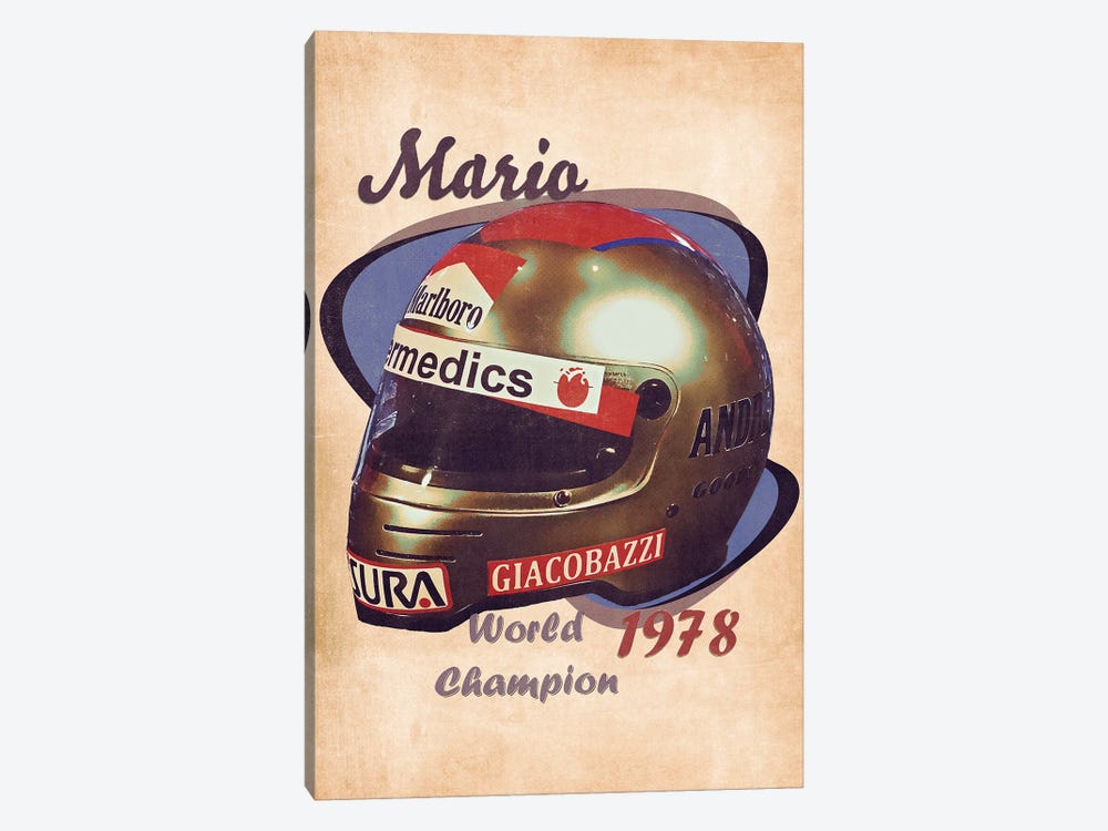 Mario Andretti's Helmet Retro by Pop Cult Posters 1-piece Canvas Print