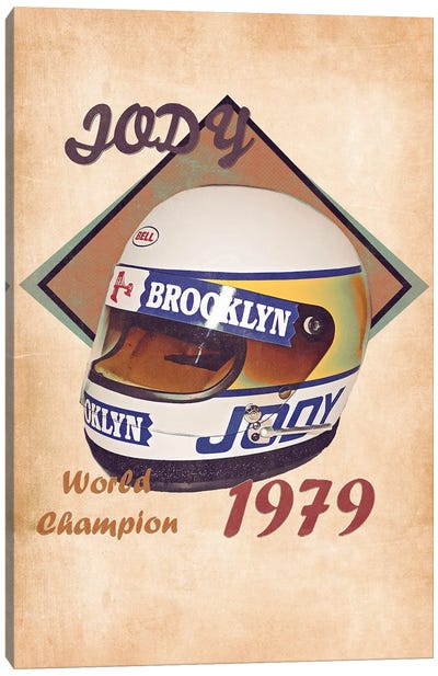 Jody Scheckter's Helmet Retro Canvas Art Print - Auto Racing Art