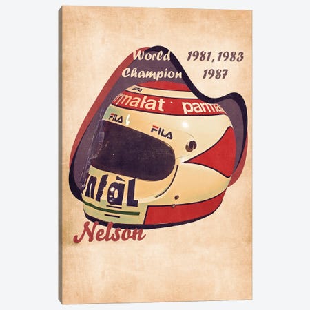 Nelson Piquet's Helmet Retro Canvas Print #PCP164} by Pop Cult Posters Canvas Art Print