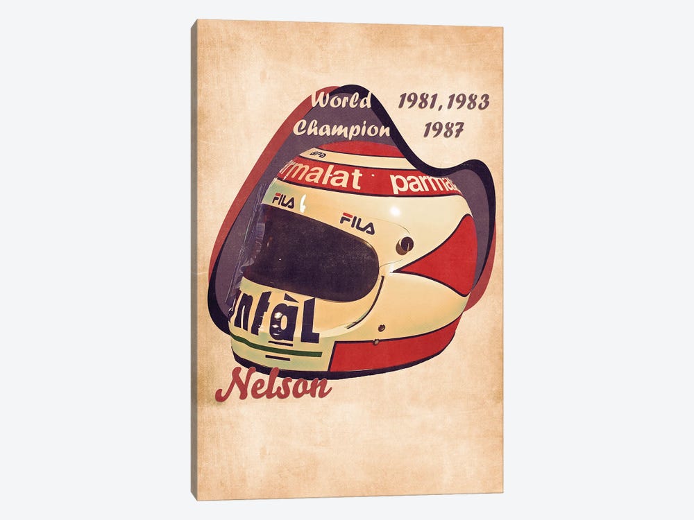 Nelson Piquet's Helmet Retro by Pop Cult Posters 1-piece Canvas Art