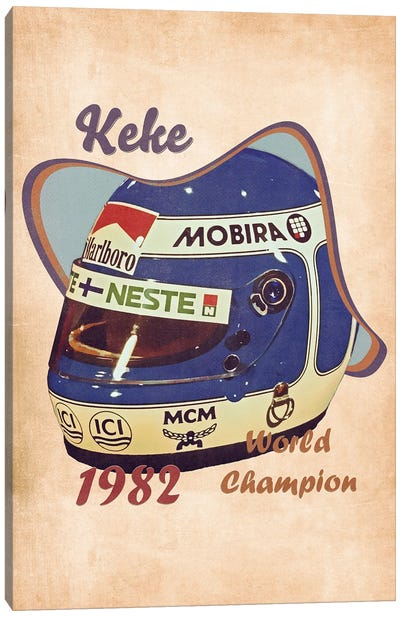 Keke Rosberg's Helmet Retro Canvas Art Print - Auto Racing Art