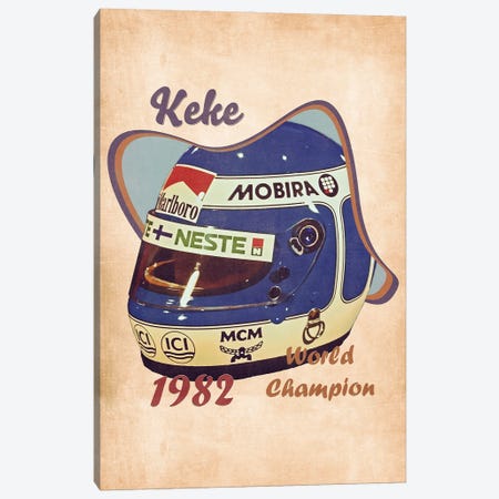 Keke Rosberg's Helmet Retro Canvas Print #PCP165} by Pop Cult Posters Canvas Art Print