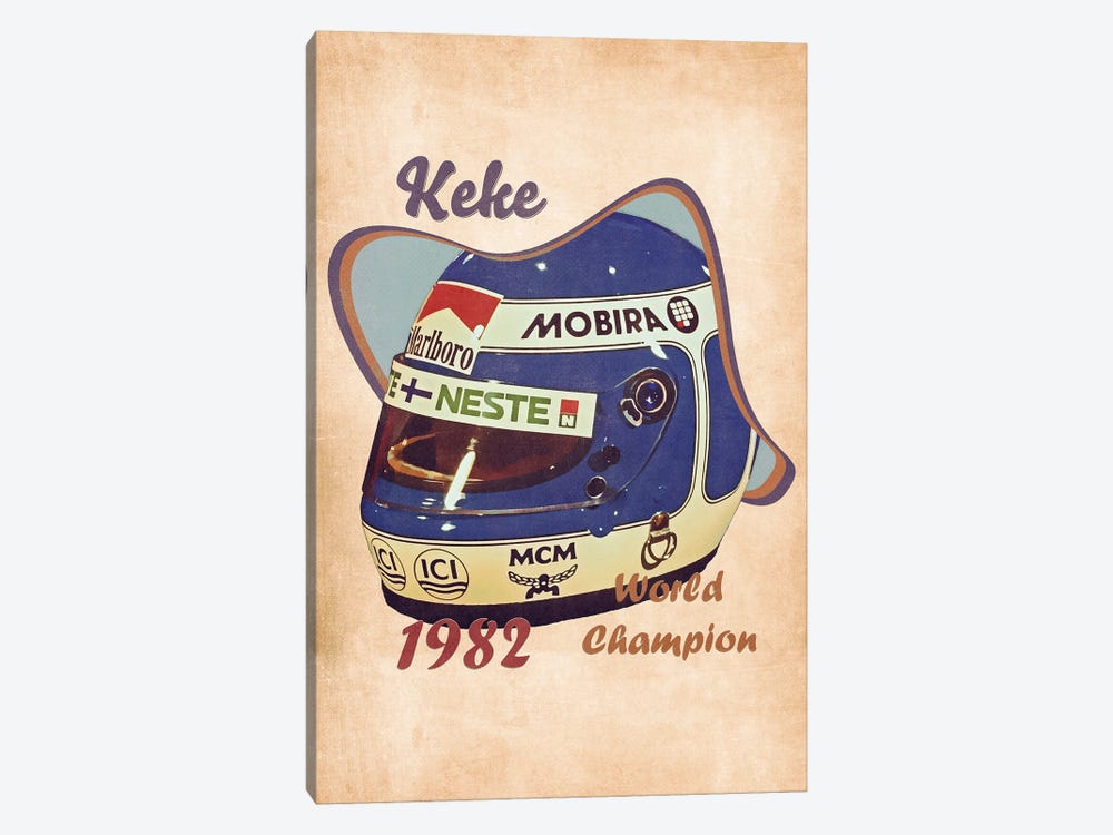 Keke Rosberg's Helmet Retro by Pop Cult Posters 1-piece Canvas Art Print